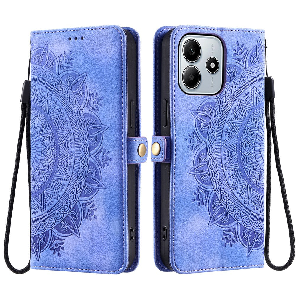 For Xiaomi Redmi Note 14 4G (163.25mm) Wallet Case Leather Phone Cover Skin Feel Totem Imprinted