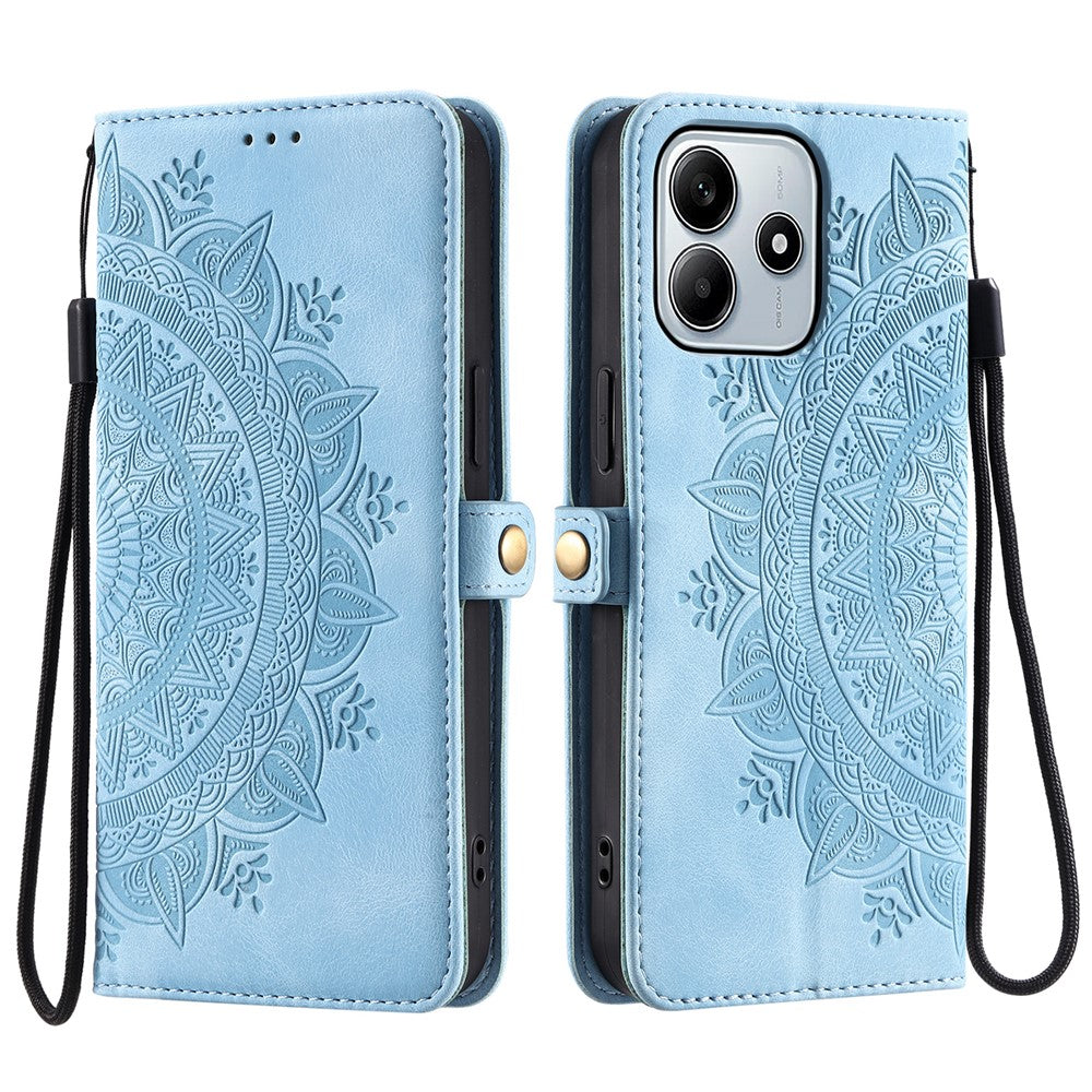 For Xiaomi Redmi Note 14 4G (163.25mm) Wallet Case Leather Phone Cover Skin Feel Totem Imprinted
