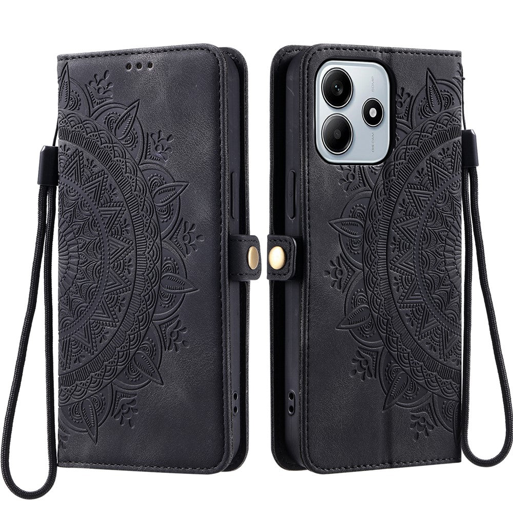 For Xiaomi Redmi Note 14 4G (163.25mm) Wallet Case Leather Phone Cover Skin Feel Totem Imprinted