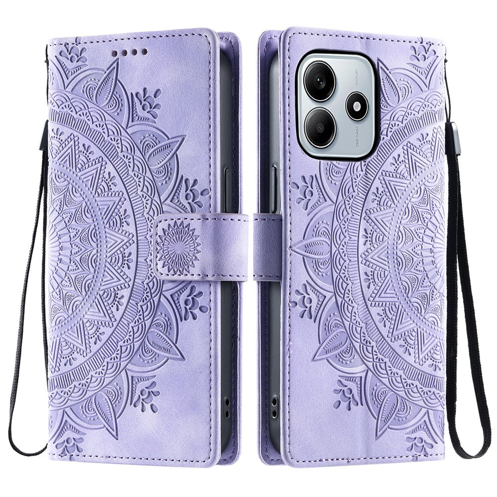 For Xiaomi Redmi Note 14 4G (163.25mm) Case Imprinted Totem Skin Feel Wallet Leather Phone Cover