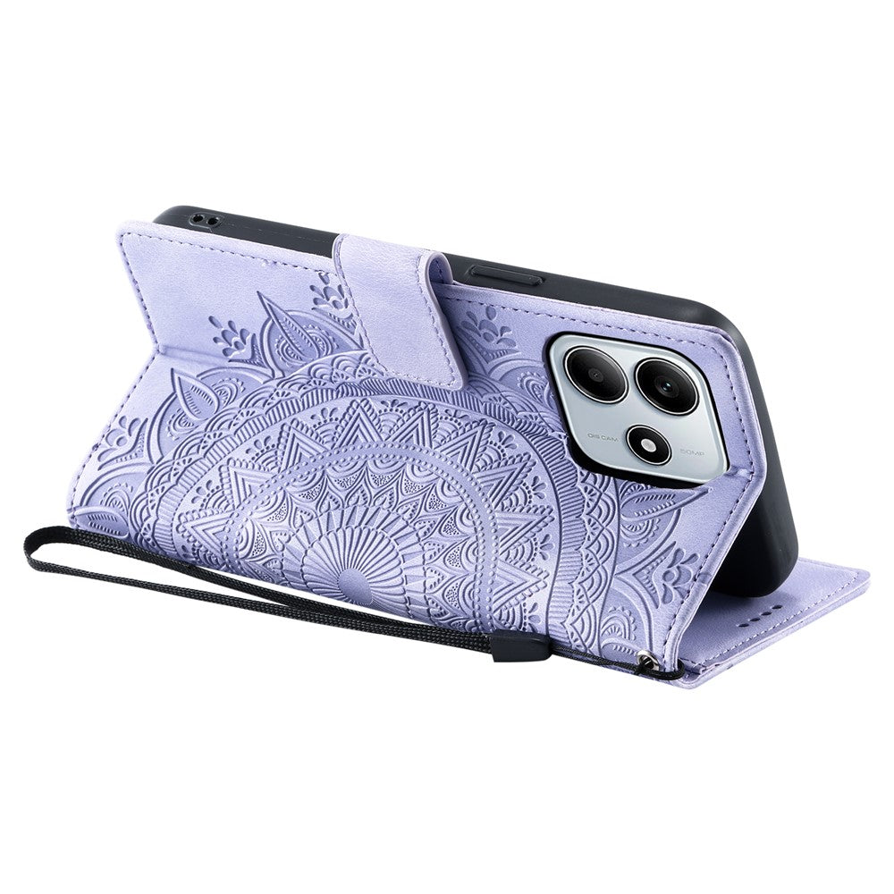 For Xiaomi Redmi Note 14 4G (163.25mm) Case Imprinted Totem Skin Feel Wallet Leather Phone Cover