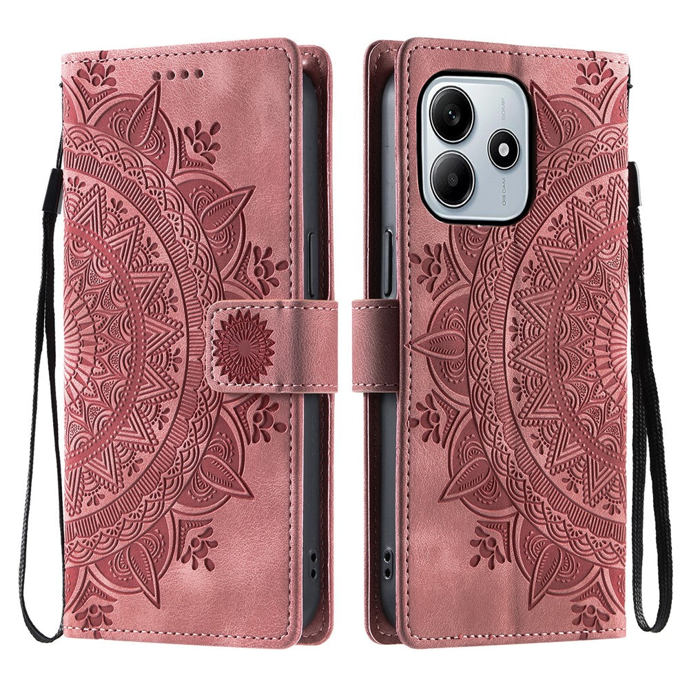 For Xiaomi Redmi Note 14 4G (163.25mm) Case Imprinted Totem Skin Feel Wallet Leather Phone Cover