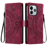 For Xiaomi Redmi Note 14 4G (163.25mm) Case Imprinted Totem Skin Feel Wallet Leather Phone Cover