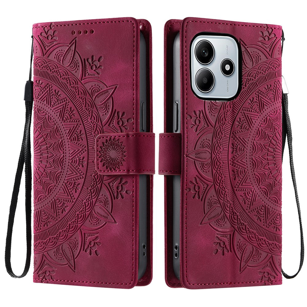 For Xiaomi Redmi Note 14 4G (163.25mm) Case Imprinted Totem Skin Feel Wallet Leather Phone Cover