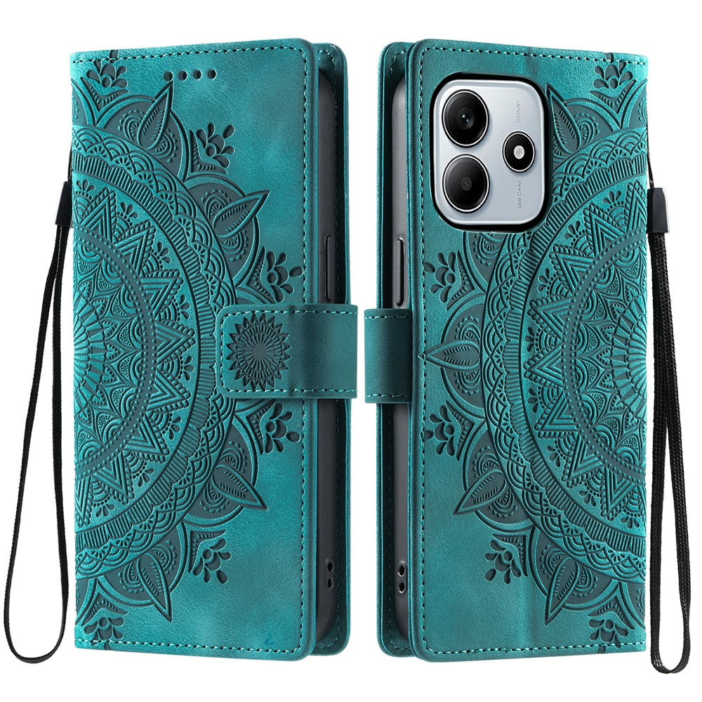 Xiaomi Redmi Note 14 4G (163,25 mm) fodral med tryckt totem-känsla, plånboksfodral i läder för mobil