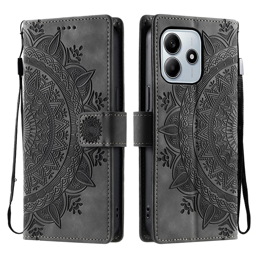 For Xiaomi Redmi Note 14 4G (163.25mm) Case Imprinted Totem Skin Feel Wallet Leather Phone Cover