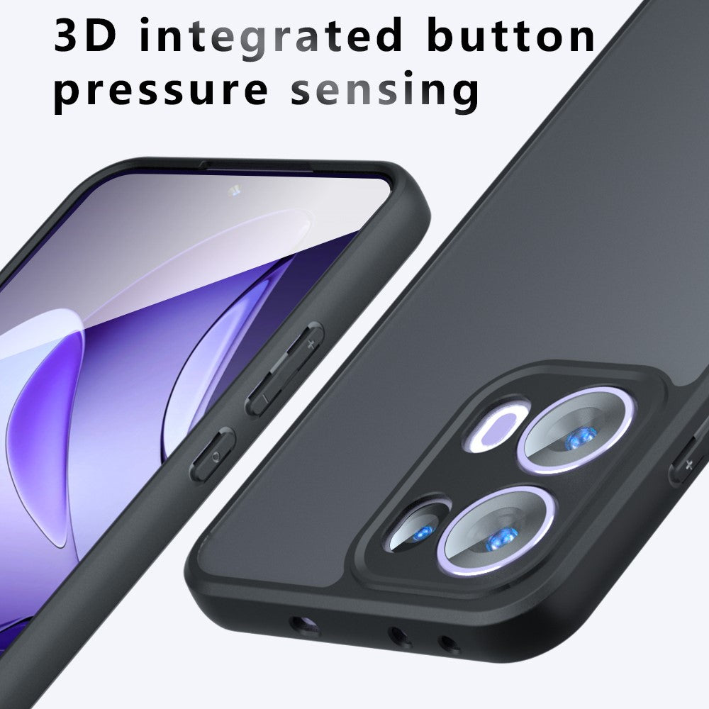 For Oppo Reno13 5G (Global) Case Skin-Touch TPU + PC Matte Phone Back Cover, Transparent Black
