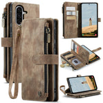 CASEME For Samsung Galaxy A56 5G Phone Cases with Strap C30 Zipper Multiple Card Holder PU Leather Cover