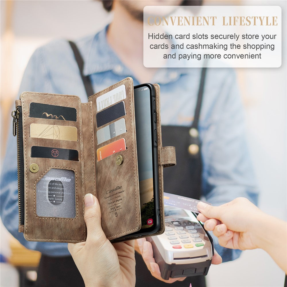 CASEME For Samsung Galaxy A56 5G Phone Cases with Strap C30 Zipper Multiple Card Holder PU Leather Cover