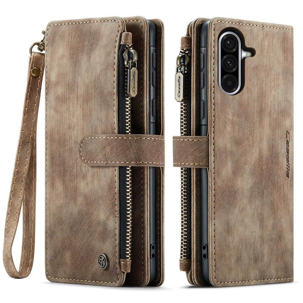 CASEME For Samsung Galaxy A56 5G Phone Cases with Strap C30 Zipper Multiple Card Holder PU Leather Cover