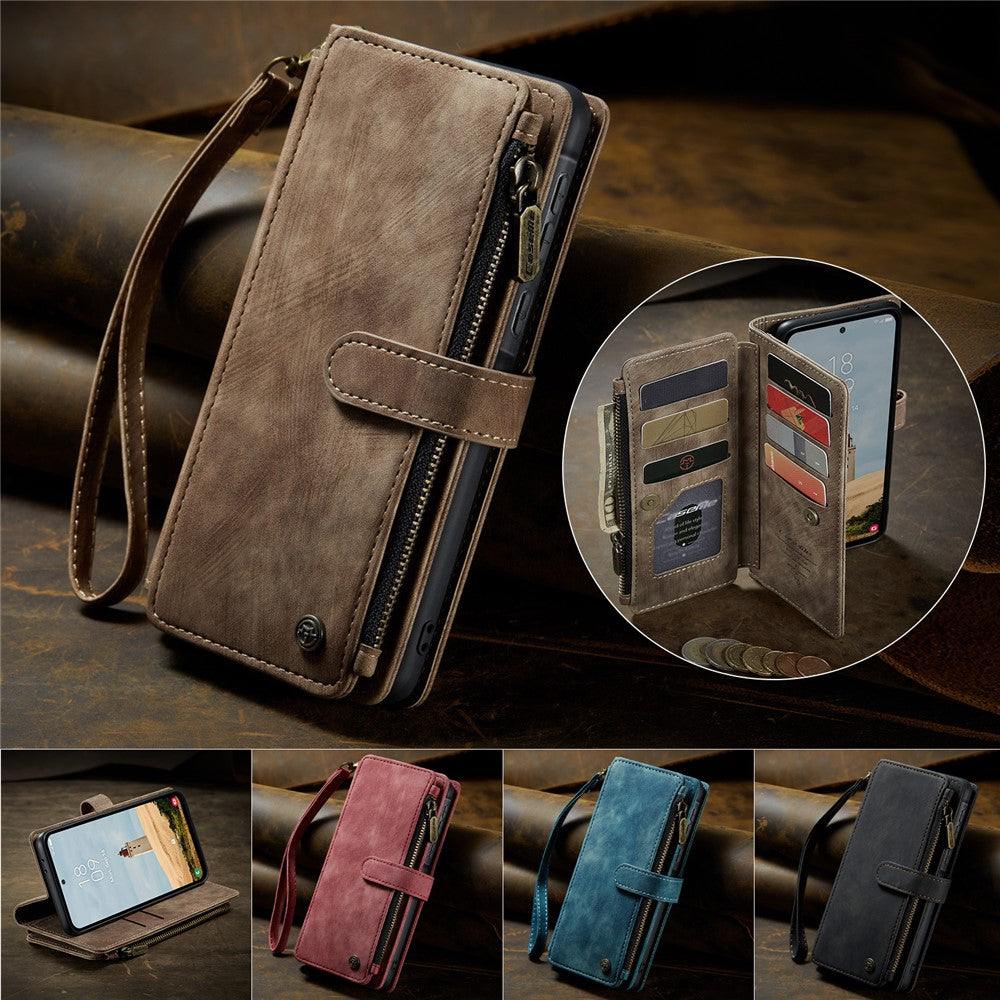CASEME For Samsung Galaxy A56 5G Phone Cases with Strap C30 Zipper Multiple Card Holder PU Leather Cover