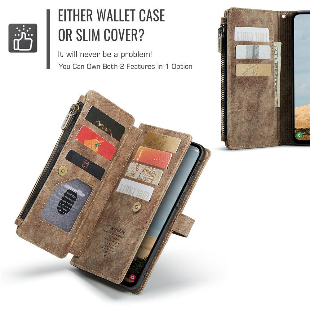 CASEME For Samsung Galaxy A56 5G Phone Cases with Strap C30 Zipper Multiple Card Holder PU Leather Cover