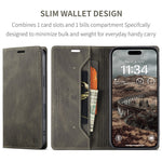 AUTSPACE For iPhone 16 Pro Wallet Case A01 Leather Stand Cover with RFID Blocking Card Holder