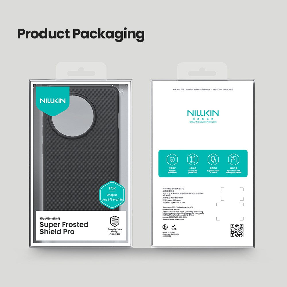 NILLKIN Frosted Shield Pro-skal till OnePlus 13R 5G / Ace 5 5G / Ace 5 Pro 5G, matt PC + TPU-mobilskal