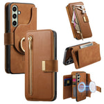 For Samsung Galaxy A25 5G (Global) (161.0 x 76.5 x 8.3mm) Magnetic Leather Case with Detachable RFID Blocking Zipper Wallet Cover