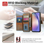 For Samsung Galaxy A25 5G (Global) (161.0 x 76.5 x 8.3mm) Magnetic Leather Case with Detachable RFID Blocking Zipper Wallet Cover