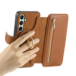 For Samsung Galaxy A25 5G (Global) (161.0 x 76.5 x 8.3mm) Magnetic Leather Case with Detachable RFID Blocking Zipper Wallet Cover