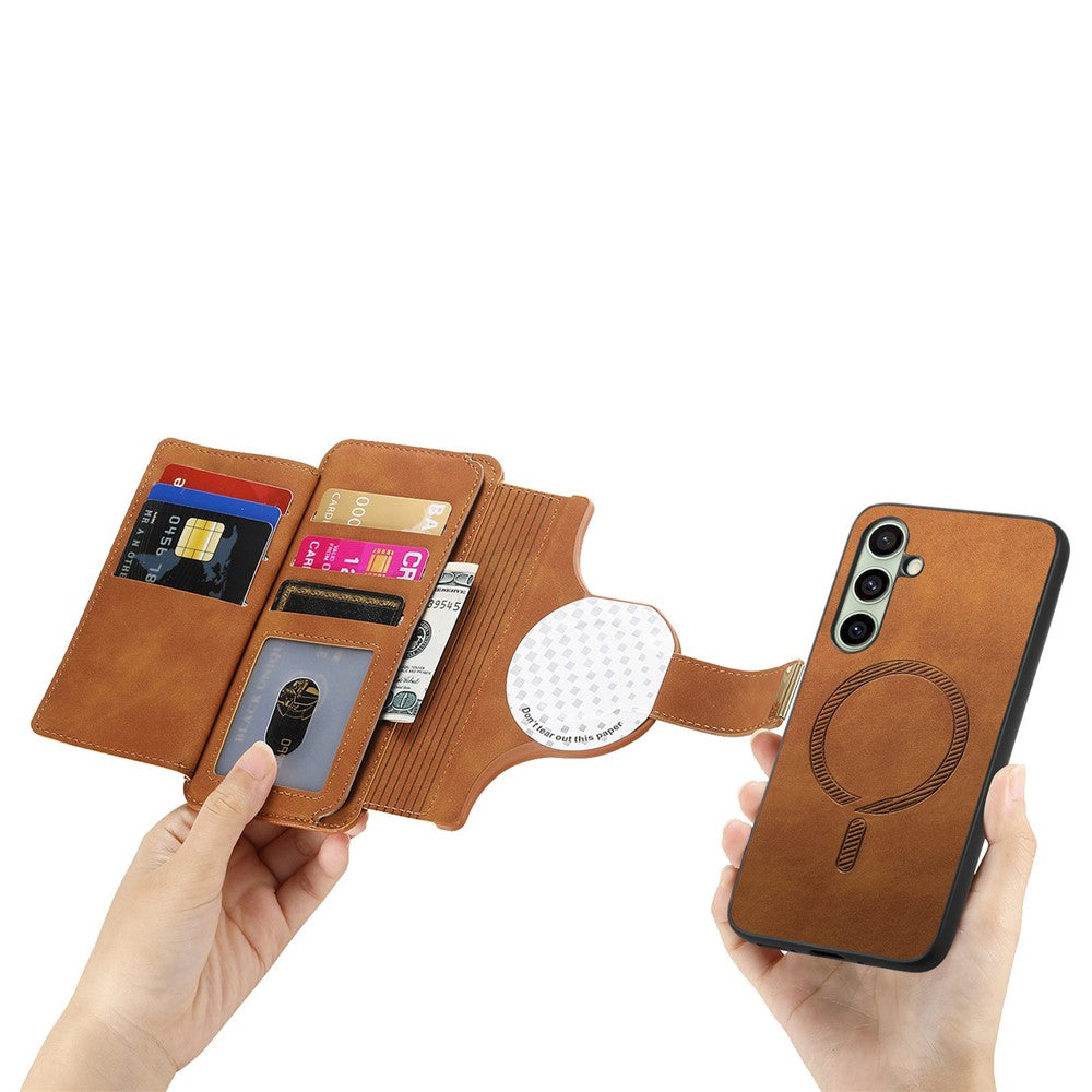 For Samsung Galaxy A25 5G (Global) (161.0 x 76.5 x 8.3mm) Magnetic Leather Case with Detachable RFID Blocking Zipper Wallet Cover