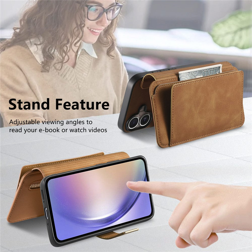 For Samsung Galaxy A25 5G (Global) (161.0 x 76.5 x 8.3mm) Magnetic Leather Case with Detachable RFID Blocking Zipper Wallet Cover