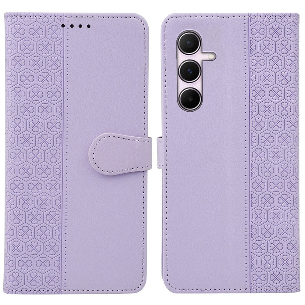 For Samsung Galaxy A06s Case Magnetic Clasp Four Leaf Clover Leather Phone Cover