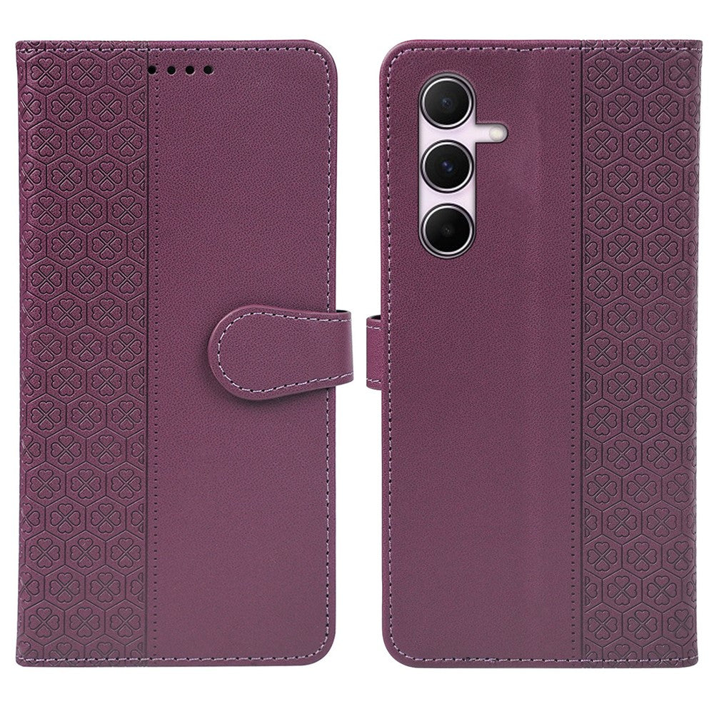 For Samsung Galaxy A06s Case Magnetic Clasp Four Leaf Clover Leather Phone Cover