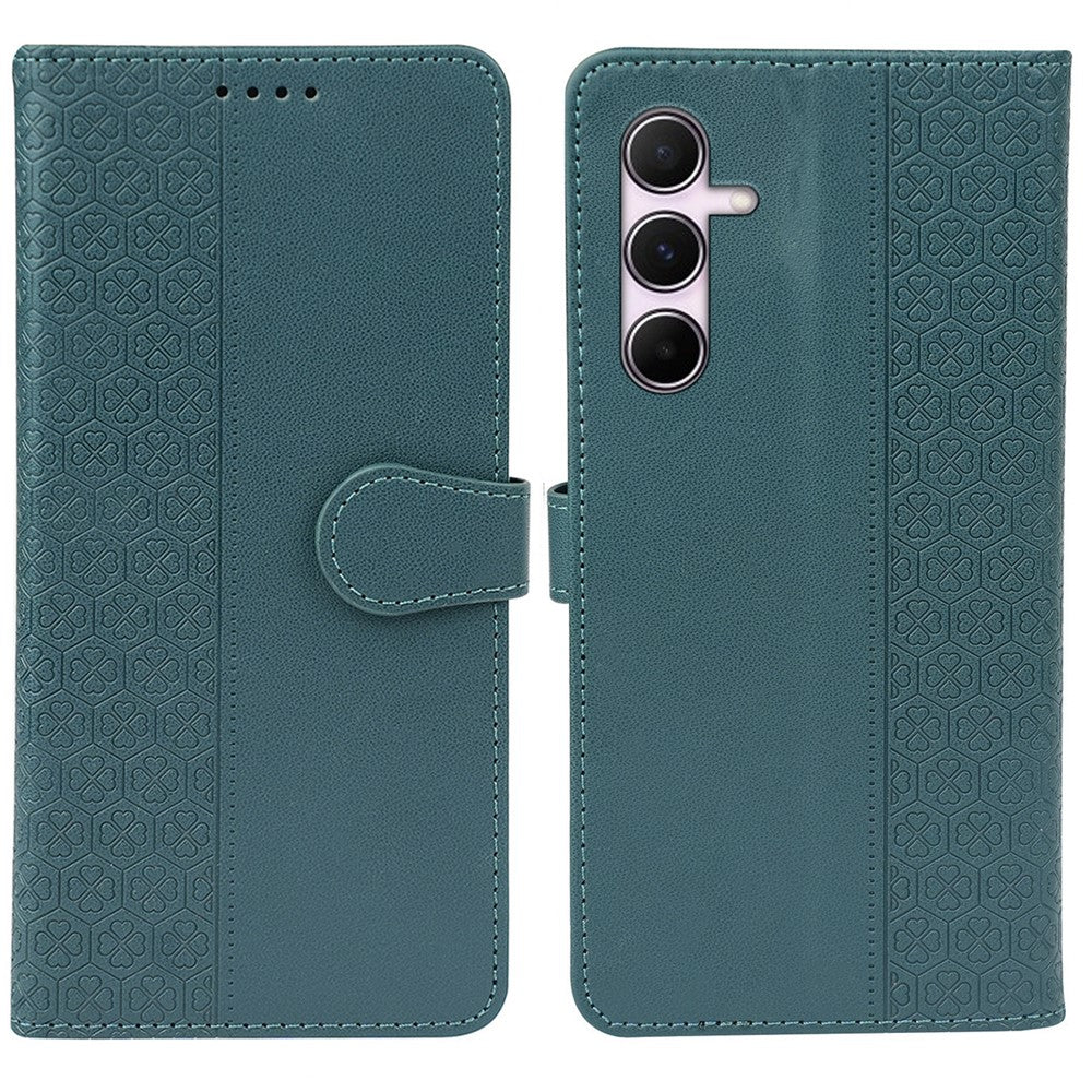 For Samsung Galaxy A06s Case Magnetic Clasp Four Leaf Clover Leather Phone Cover