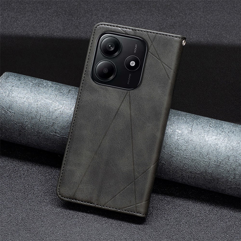 For Xiaomi Redmi Note 14 4G (163.25mm) Case Card Slots Geometry Imprint Leather Phone Cover
