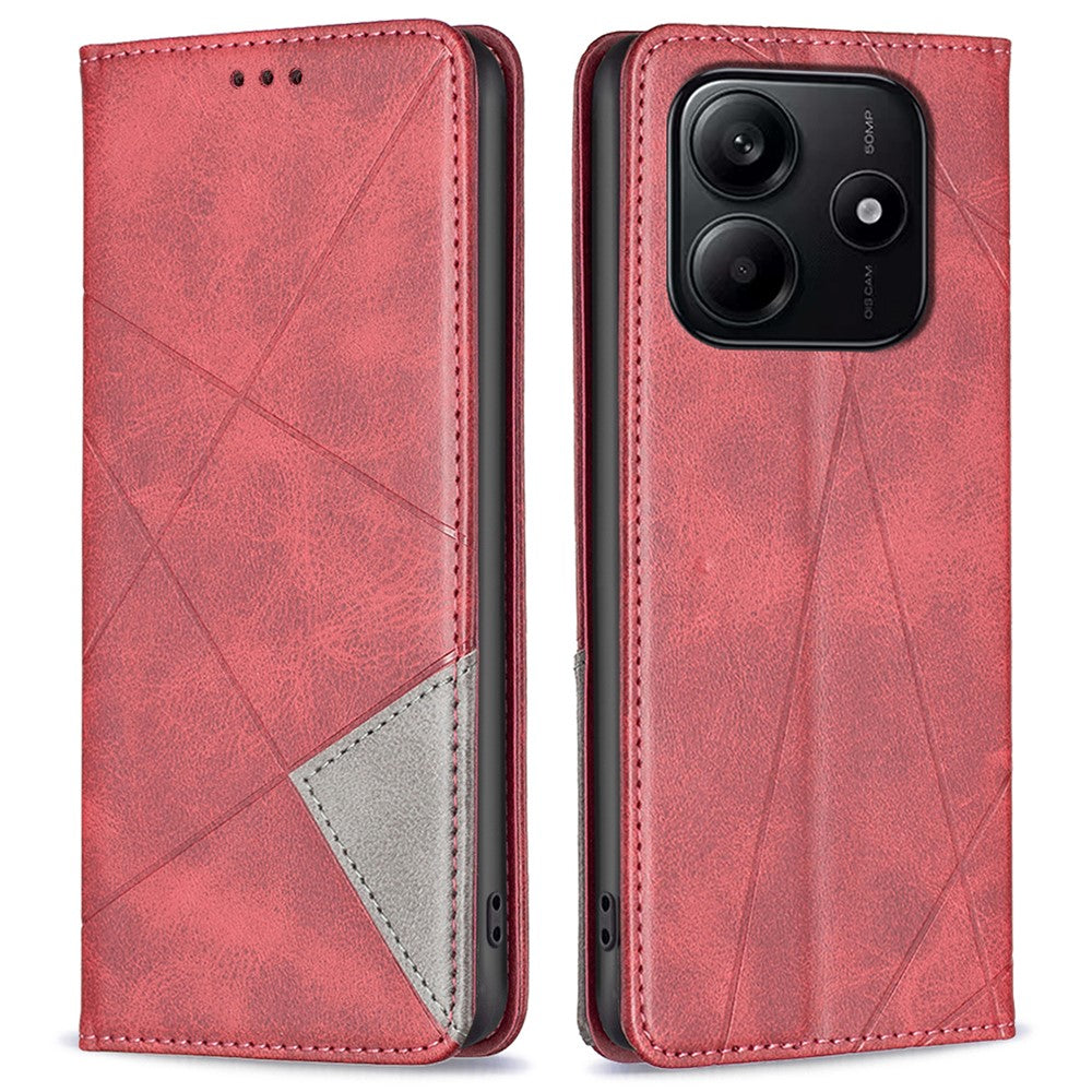 For Xiaomi Redmi Note 14 4G (163.25mm) Case Card Slots Geometry Imprint Leather Phone Cover