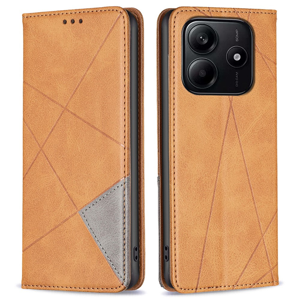 For Xiaomi Redmi Note 14 4G (163.25mm) Case Card Slots Geometry Imprint Leather Phone Cover