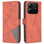 BINFEN COLOR For Xiaomi Redmi Note 14 4G (163.25mm) Phone Cases Wallet Stand Geometry Imprint Leather Cover