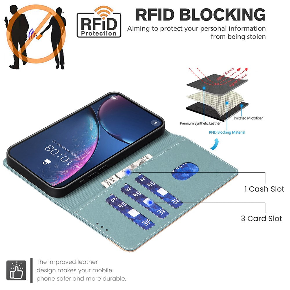 BINFEN COLOR BF33 for Xiaomi Redmi Note 14 4G (163.25mm) Leather Case Splicing Color RFID Blocking