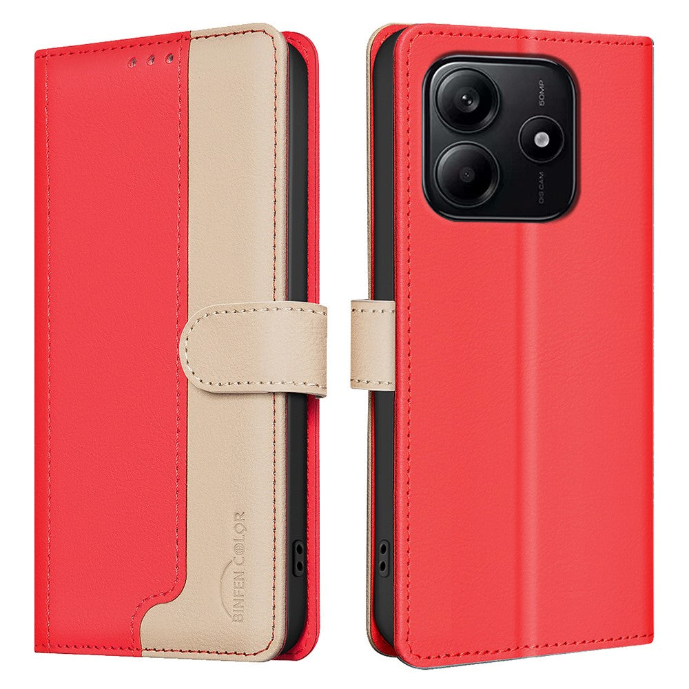 BINFEN COLOR BF33 for Xiaomi Redmi Note 14 4G (163.25mm) Leather Case Splicing Color RFID Blocking