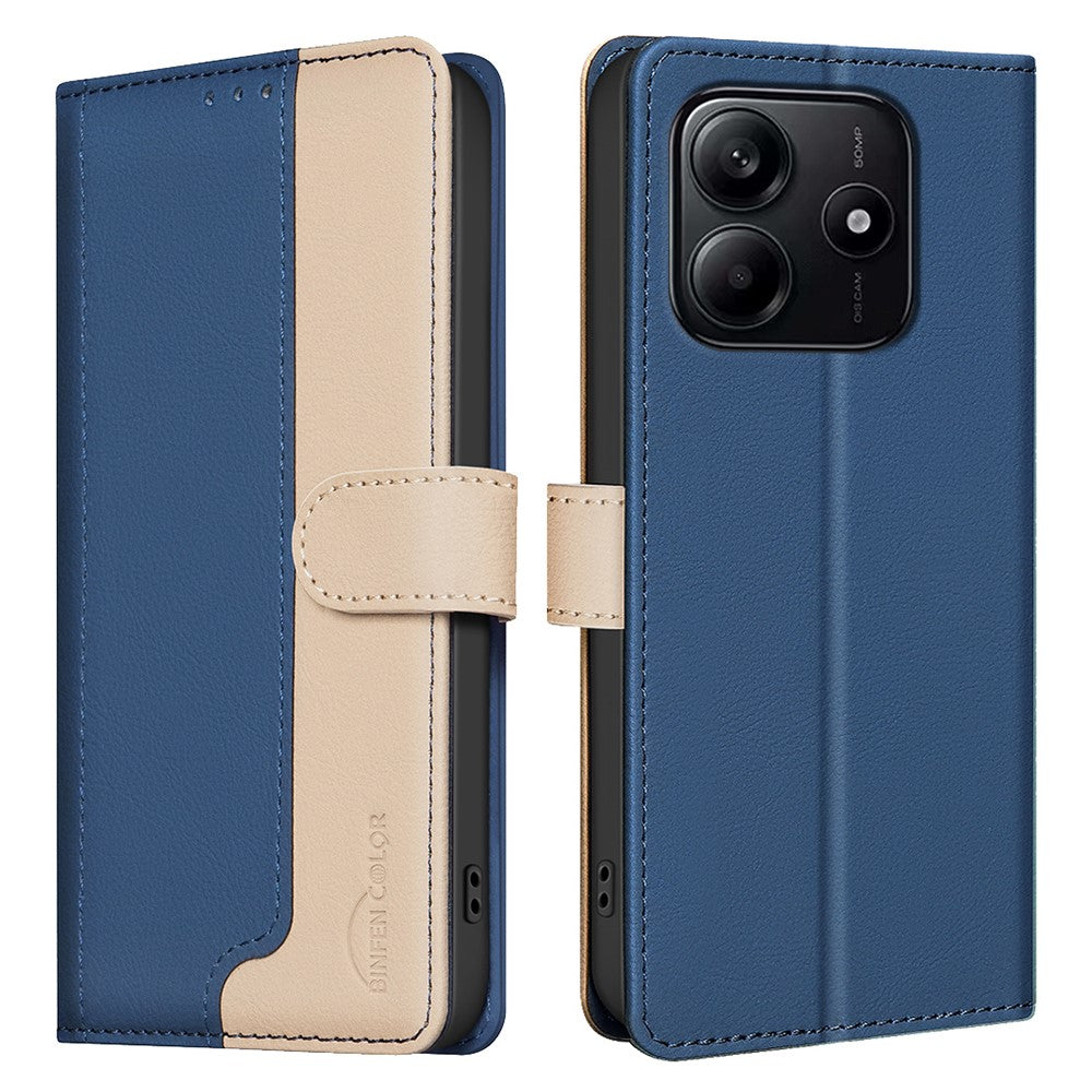 BINFEN COLOR BF33 for Xiaomi Redmi Note 14 4G (163.25mm) Leather Case Splicing Color RFID Blocking