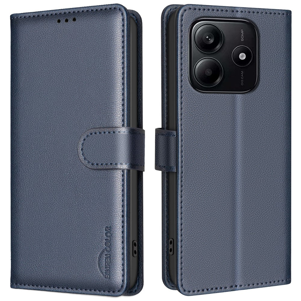 BINFEN COLOR BF32 För Xiaomi Redmi Note 14 4G (163.25mm) Läderfodral Plånbok RFID-blockerande mobilskydd