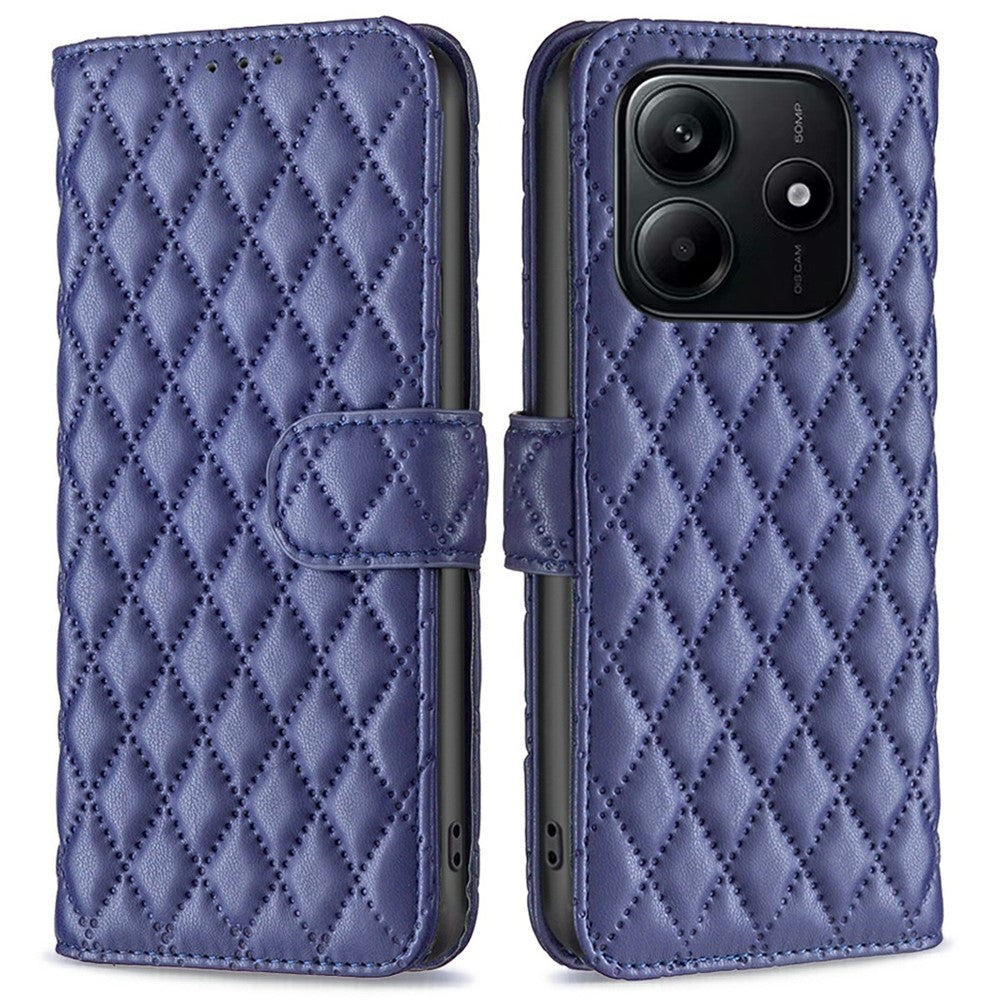 BINFEN COLOR BF Style-14 For Xiaomi Redmi Note 14 4G (163.25mm) Case Rhombus Phone Leather Cover Stand