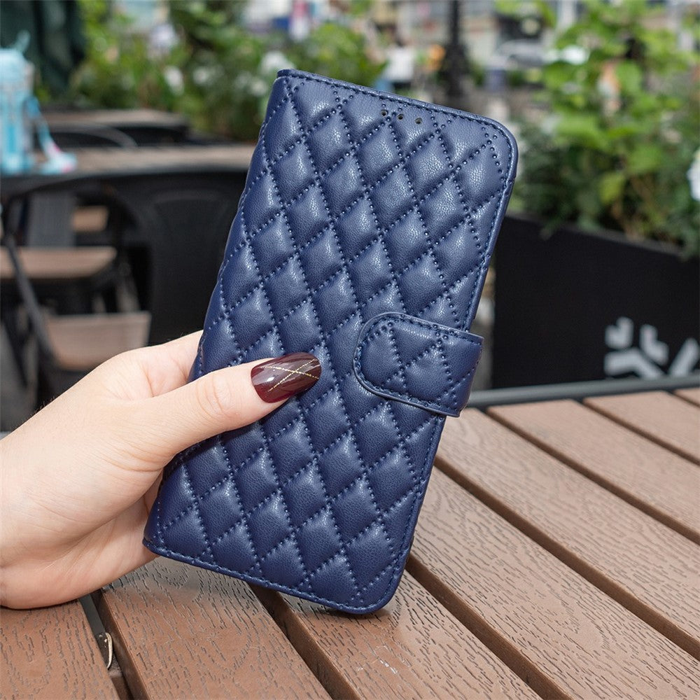 BINFEN COLOR BF Style-14 For Xiaomi Redmi Note 14 4G (163.25mm) Case Rhombus Phone Leather Cover Stand