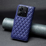 BINFEN COLOR BF Style-14 For Xiaomi Redmi Note 14 4G (163.25mm) Case Rhombus Phone Leather Cover Stand