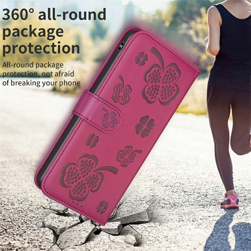 For Xiaomi Redmi Note 14 4G (163.25mm) Case Clover Pattern Wallet Stand View Leather Phone Cover