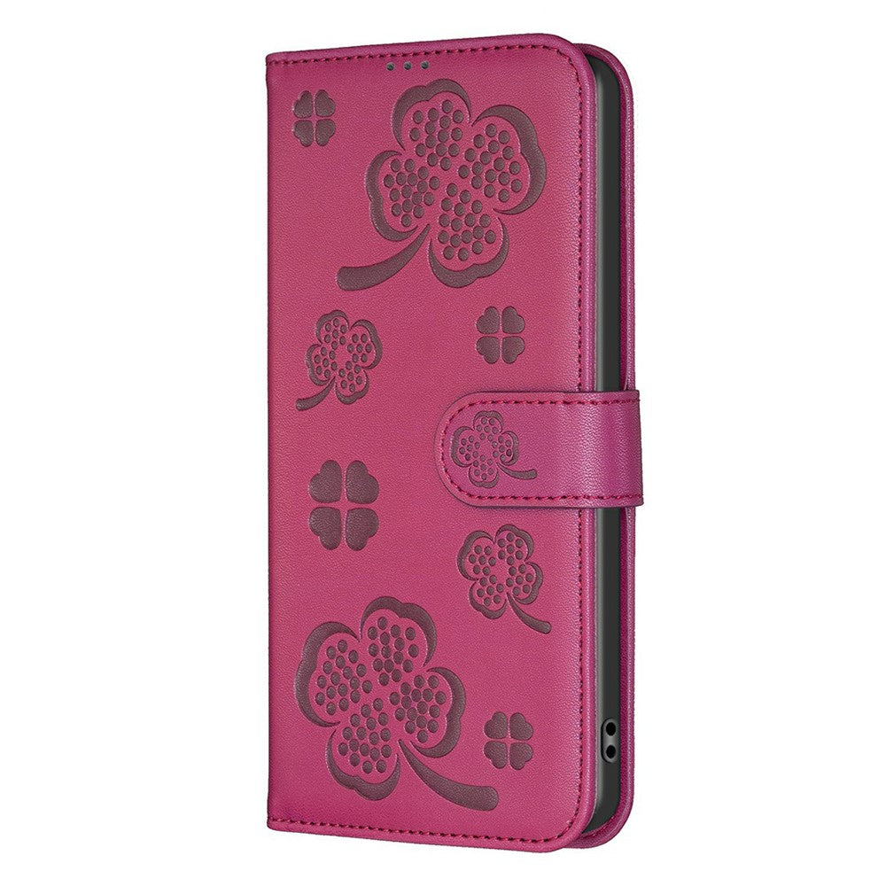 For Xiaomi Redmi Note 14 4G (163.25mm) Case Clover Pattern Wallet Stand View Leather Phone Cover