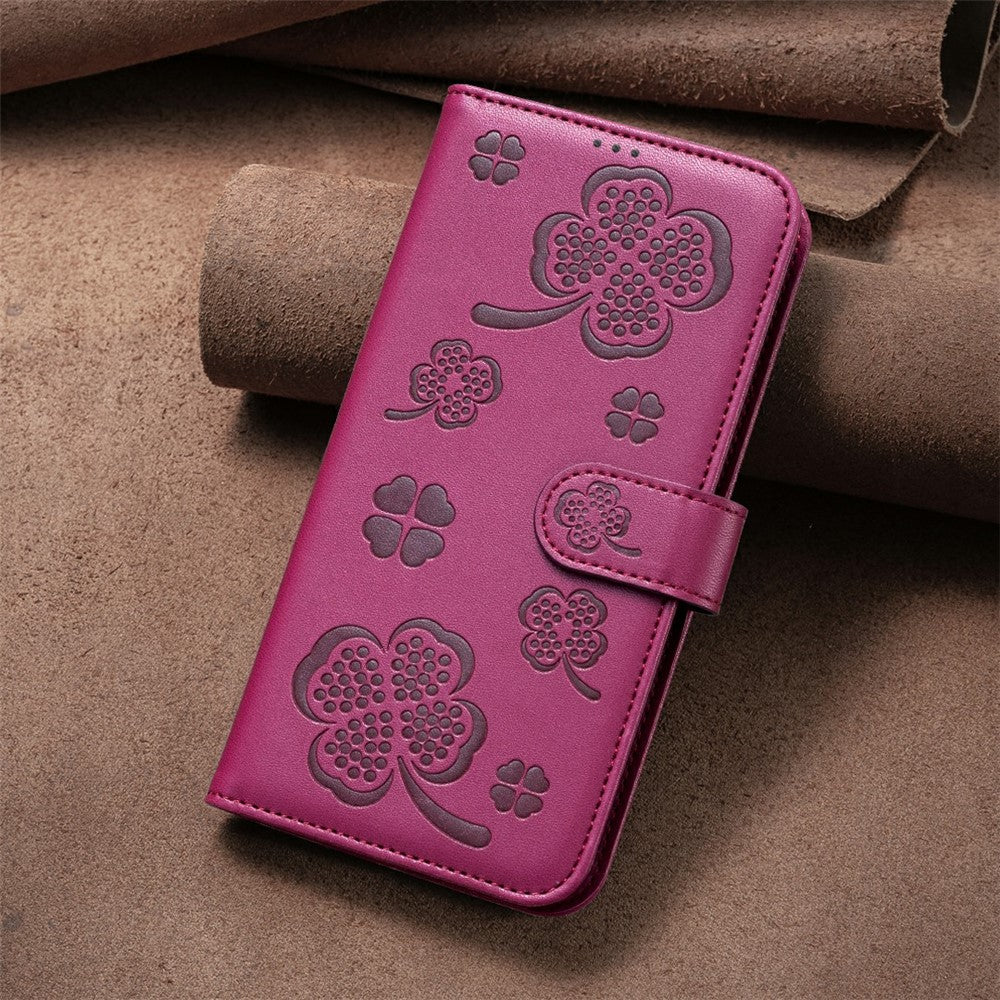 For Xiaomi Redmi Note 14 4G (163.25mm) Case Clover Pattern Wallet Stand View Leather Phone Cover