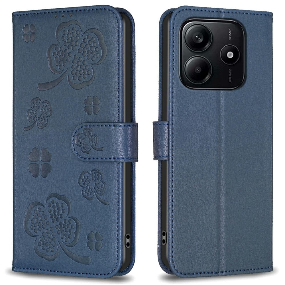 For Xiaomi Redmi Note 14 4G (163.25mm) Case Clover Pattern Wallet Stand View Leather Phone Cover