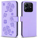 For Xiaomi Redmi Note 14 4G (163.25mm) Case Clover Pattern Wallet Stand View Leather Phone Cover
