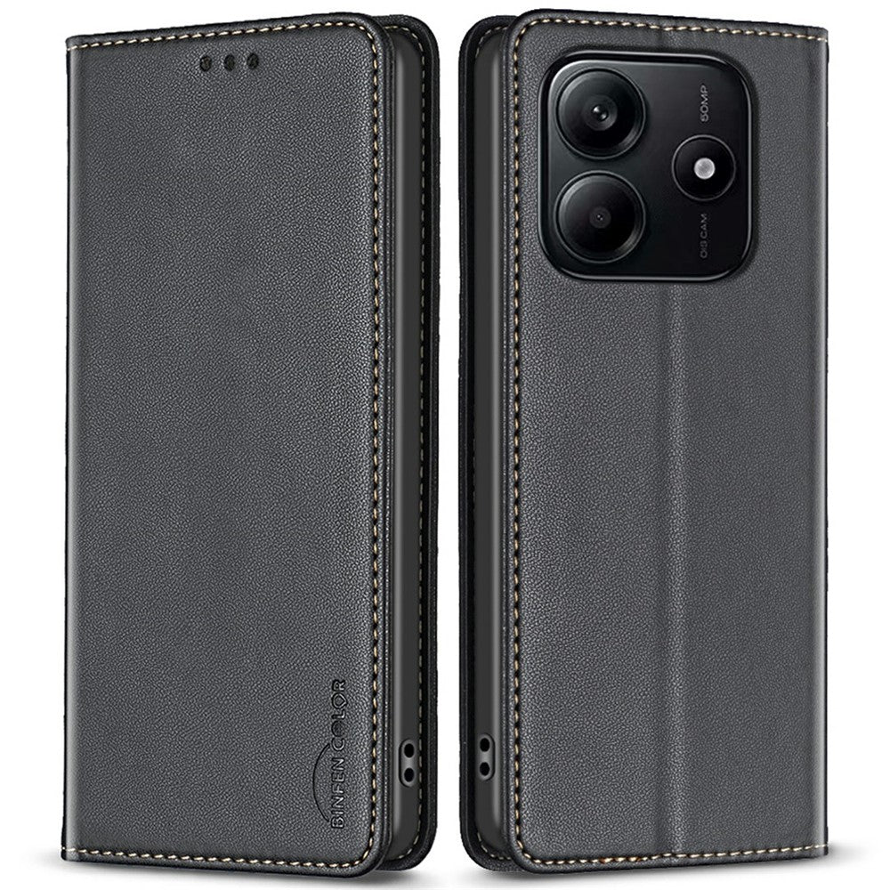 BINFEN COLOR BF18 For Xiaomi Redmi Note 14 4G (163.25mm) Leather Case Card Slots Phone Cover