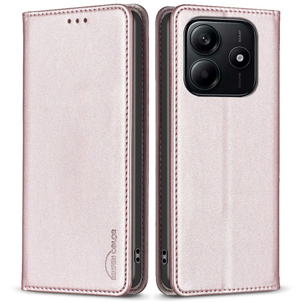 BINFEN COLOR BF18 For Xiaomi Redmi Note 14 4G (163.25mm) Leather Case Card Slots Phone Cover