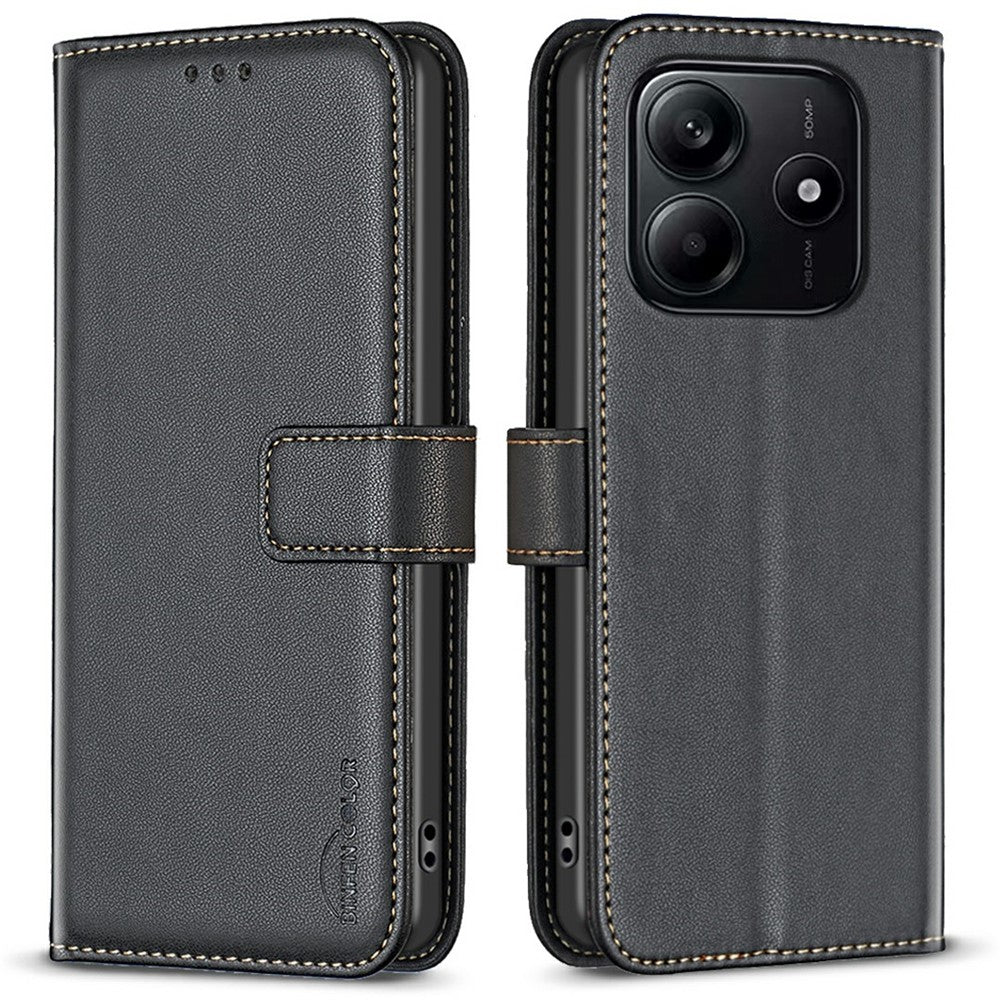 BINFEN COLOR BF17 For Xiaomi Redmi Note 14 4G (163.25mm) Case Wallet Folio Flip Leather Cover