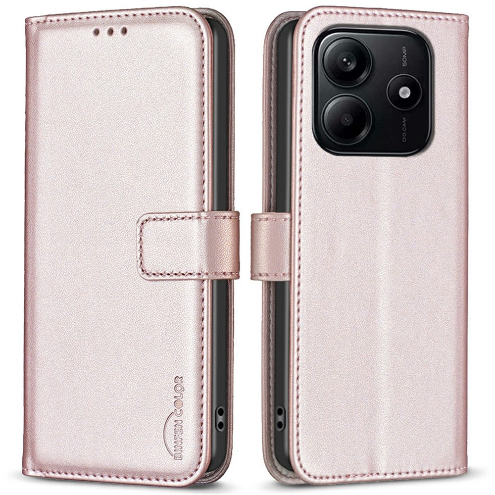 BINFEN COLOR BF17 For Xiaomi Redmi Note 14 4G (163.25mm) Case Wallet Folio Flip Leather Cover
