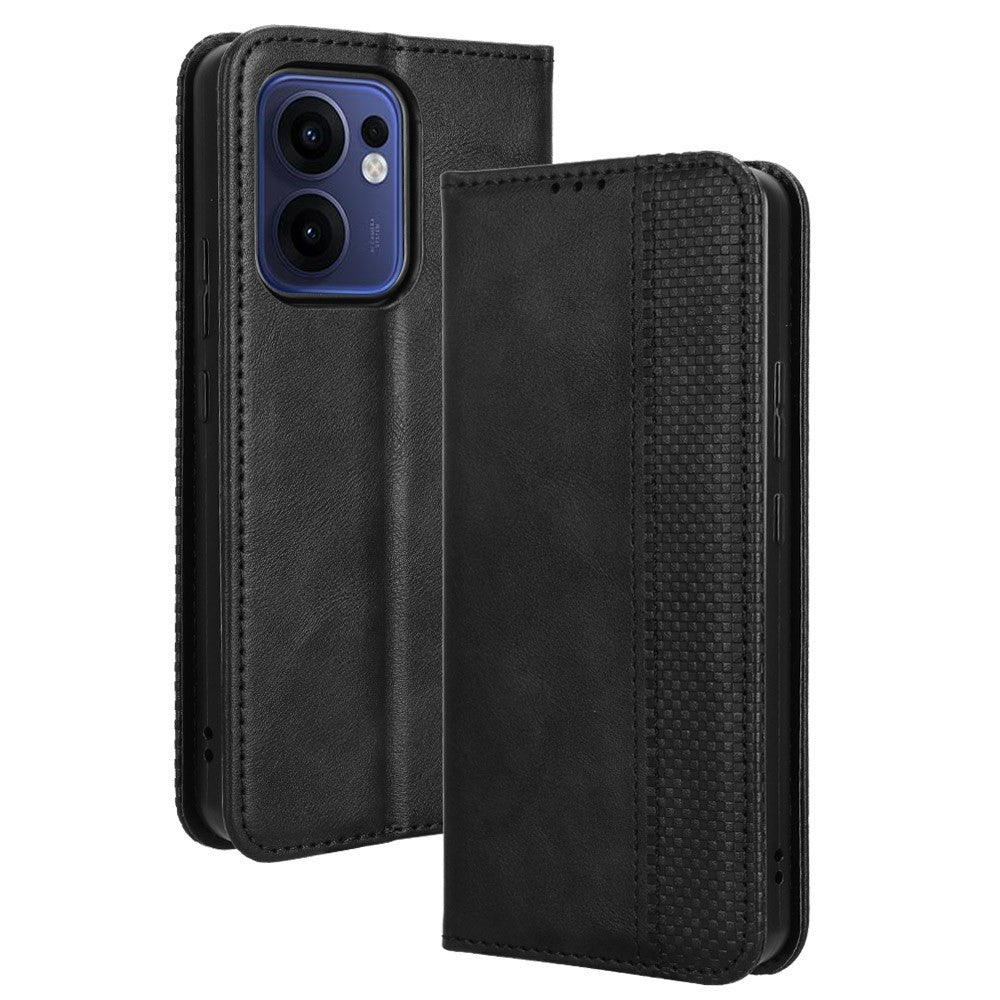 Oppo Reno13 F 5G (Reno 13 FS 5G) / 4G lædercover, pungcover, mobilcover med retrostruktur