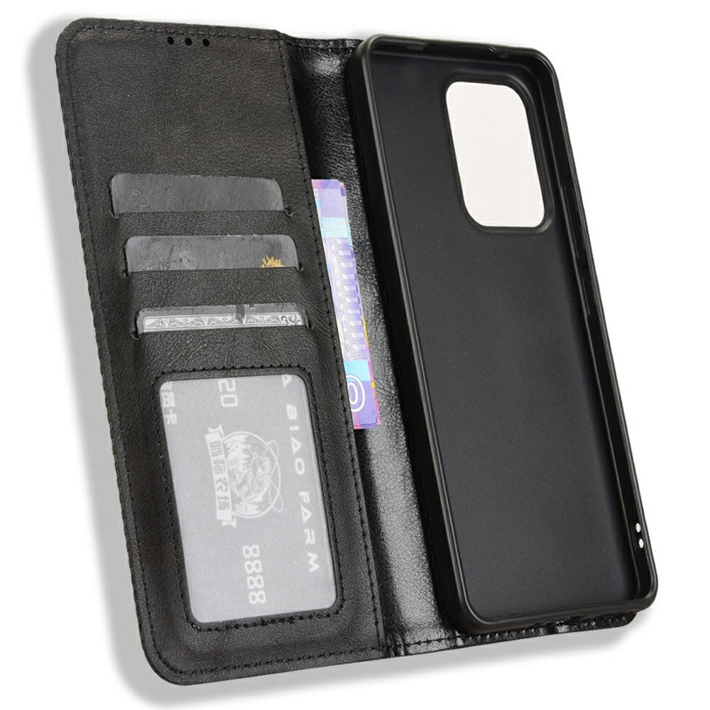 Oppo Reno13 F 5G (Reno 13 FS 5G) / 4G lædercover, pungcover, mobilcover med retrostruktur
