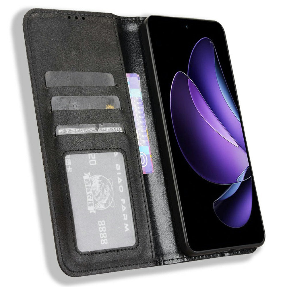 Oppo Reno13 F 5G (Reno 13 FS 5G) / 4G lædercover, pungcover, mobilcover med retrostruktur