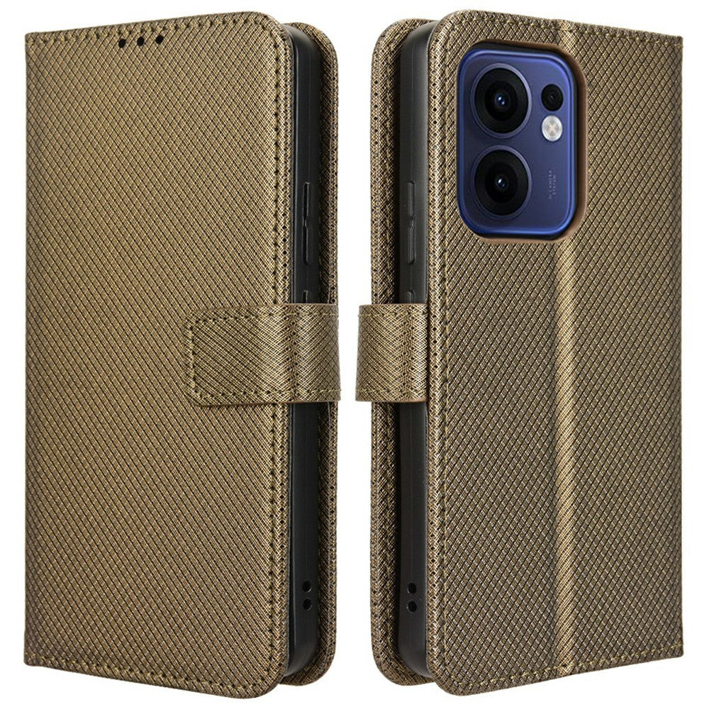 For Oppo Reno13 F 5G (Reno 13 FS 5G) / 4G Case PU Leather Diamond Texture Wallet Phone Cover